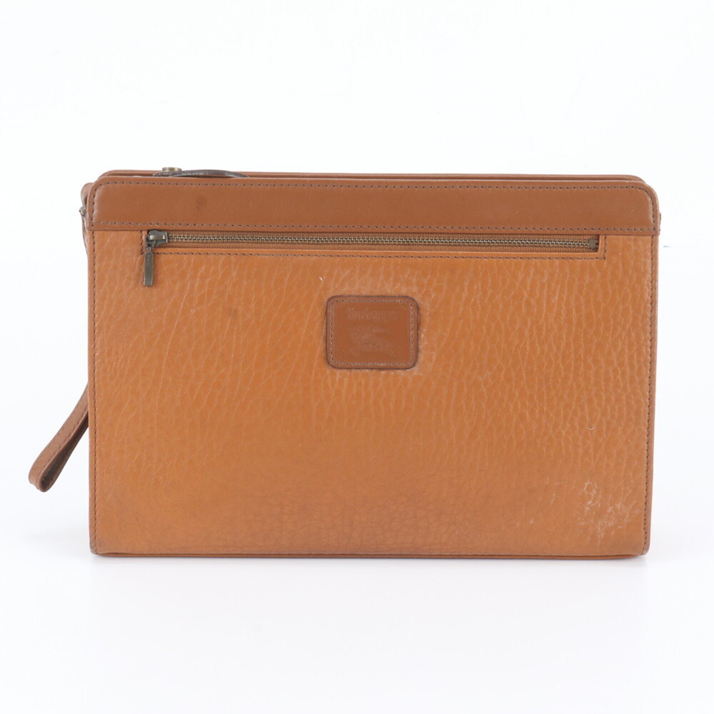 Burberry Leather Check Pattern Second Bag Clutch Pouch for Men